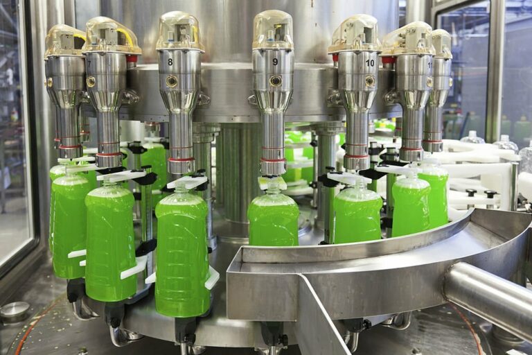 Liquid detergent factory.  Please see more of my photo and video clips factory for the production of detergent. Shallow DOFF.